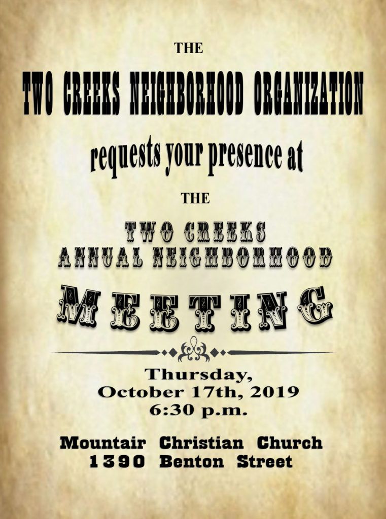 Two Creeks Annual Neighborhood Meeting West Line Village